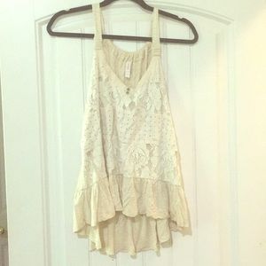 Lace front flowy tank